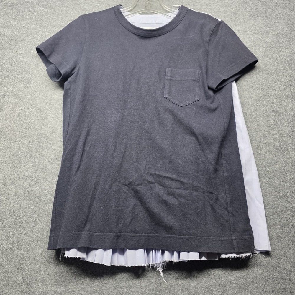 Sacai Hybrid Pleated Dress Black Gray Cotton T Shirt Skirt Size 2 Japan 16-02720